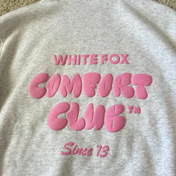 White Fox Hoodie Comfort Club Gray Pink Size XS/S - Picture 5 of 5